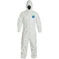 Dupont DuPont Tyvek 400 Coverall, Hood, Elastic Wrist & Ankle, Stormflap, White, XL, 25/Qty TY127SWHXL002500